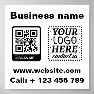 Poster Code QR minimal simple ajouter un logo scanner nom