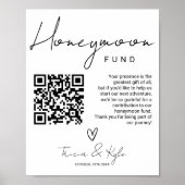 Poster Code QR moderne Black white Honeymoon Fund Mariage (Devant)