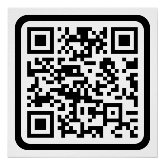 Poster Code QR moderne éditable | Noir Blanc ou toute cou (Devant)