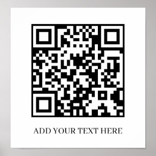 Poster Code QR noir personnalisé Affichage de texte min