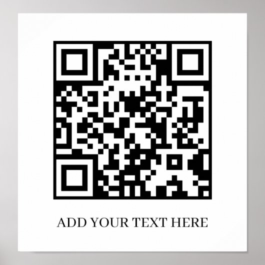 Poster Code QR noir personnalisé | Affichage de texte min (Devant)