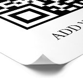 Poster Code QR noir personnalisé | Affichage de texte min (Coin)