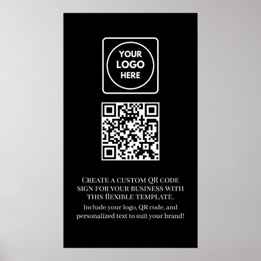 Poster Code QR noir personnalisé | Entreprise professionn (Devant)