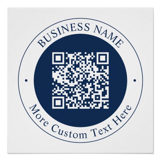 Poster Code QR personnalisable & Texte | Bleu marine fonc (Devant)