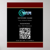 Poster Code QR personnalisé Mot de passe réseau Wifi Noir (Devant)