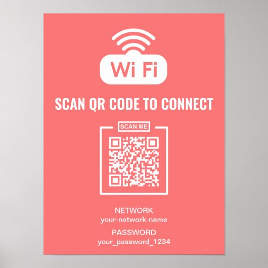 Poster Code QR personnalisé WIFI Mot de passe réseau Inte (Devant)