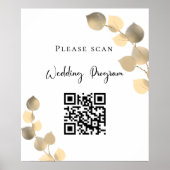 Poster Code QR programme de mariage eucalyptus doré (Devant)