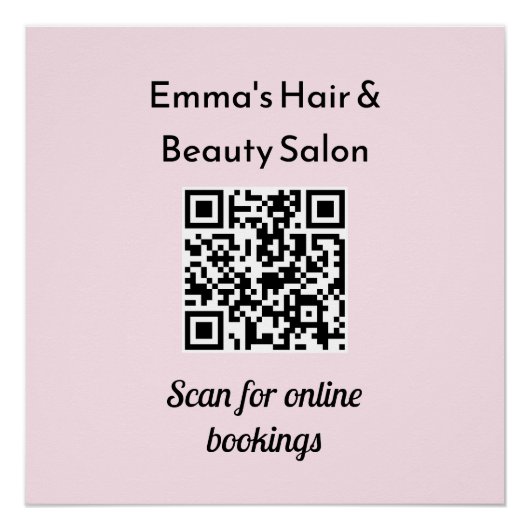 Poster Code QR promotionnel personnalisé pour salon de be (Devant)