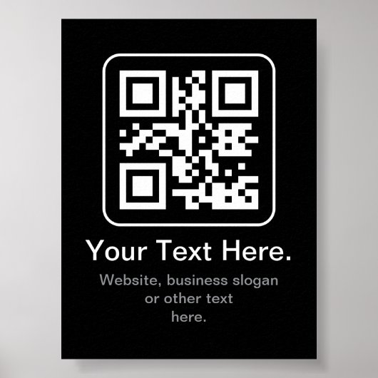 Poster Code QR scannable moderne | Noir Blanc & Gris (Devant)