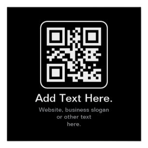 Poster Code QR scannable moderne Noir Blanc & Gris