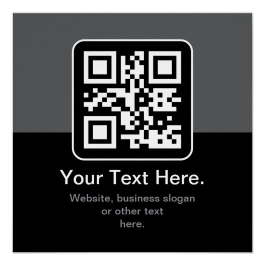 Poster Code QR scannable moderne | Noir Gris & Blanc (Devant)