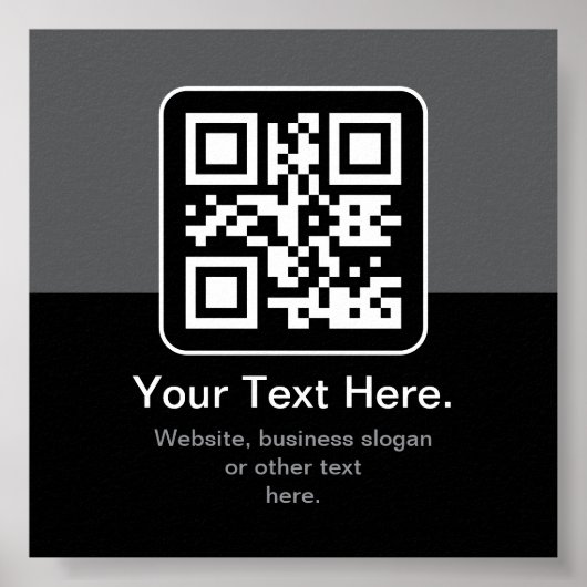 Poster Code QR scannable moderne | Noir Gris & Blanc (Devant)