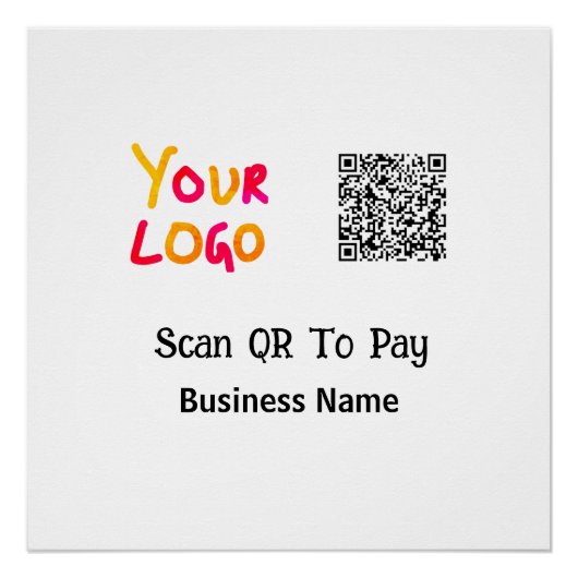 Poster Code QR simple et minimal pour payer le nom de l'e (Devant)