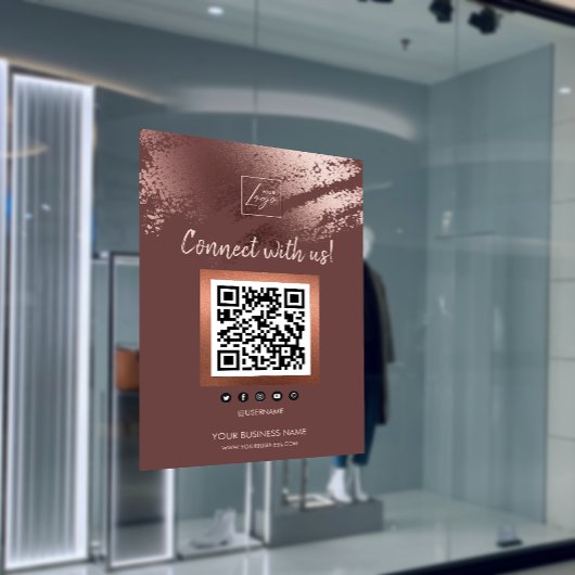 Poster Code QR Social Media d'Affaires Bronze Élégant