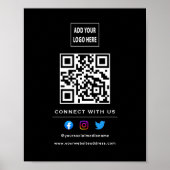 Poster Code QR Suivez Scan Pour Nous Connecter Noir Blanc (Devant)