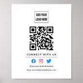 Poster Code QR Suivez Scan Pour Nous Contacter Blanc Noir (Devant)