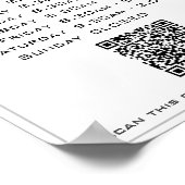 Poster Code QR Texte de Votre Logo Heures d'Ouverture d'E (Coin)