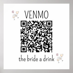 Poster Code QR VENMO pour offrir un verre à la mariée Ent