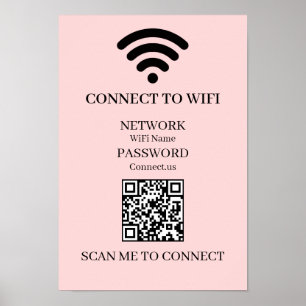 Poster Code QR WiFi Rose Personnalisé Affichage de scan