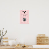 Poster Code QR WiFi Rose Personnalisé | Affichage de scan (Cuisine)