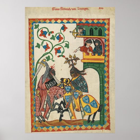 Poster Codex Manesse Graf Friedrich von Leiningen (Devant)