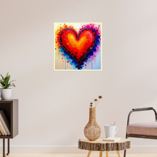 Poster Cœur Abstrait Vibrant Art Splash