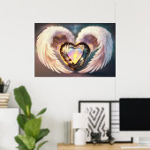 Poster *~* Coeur Ange Blanc Ailes AP78 Opal Topaz (Bureau à domicile)