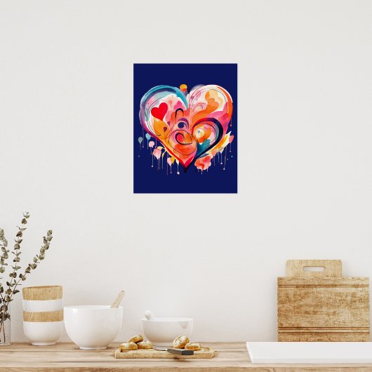 Poster Coeur aquarelle (Cuisine)