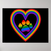 Poster Coeur arc-en-ciel avec Paw (Devant)