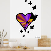Poster Coeur arc-en-ciel et papillon (Cuisine)