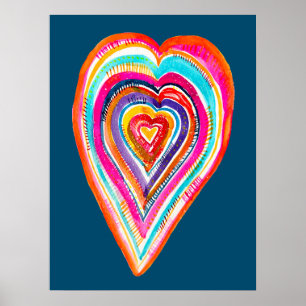 Poster Coeur arc-en-ciel mou amour boho