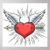Poster Coeur avec ailes (Devant)