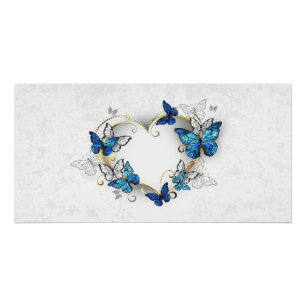 Poster Coeur bijoux avec papillons Morpho
