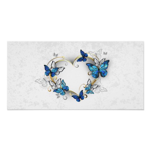 Poster Coeur bijoux avec papillons Morpho (Devant)