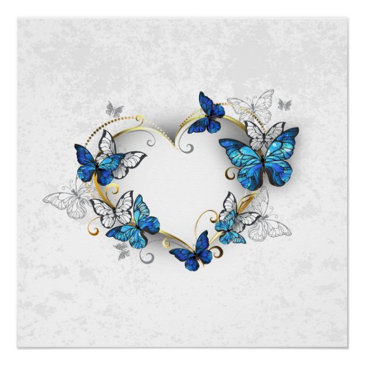 Poster Coeur bijoux avec papillons Morpho (Devant)