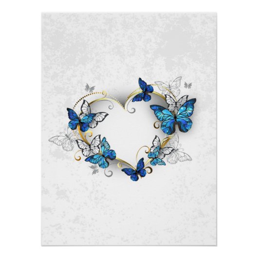 Poster Coeur bijoux avec papillons Morpho (Devant)