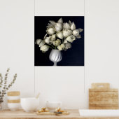 Poster Coeur blanc en noir (Cuisine)