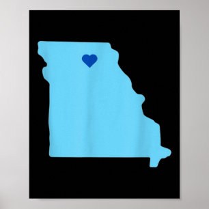 Poster Coeur Bleu Dans L'État Du Missouri