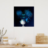 Poster Coeur bleu en noir (Cuisine)