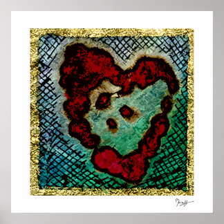 Poster - Coeur Bleu Encre Rouge