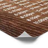 Poster Cœur Brûlé Bois Ordre Rustique de Mariage du Jour (Coin)