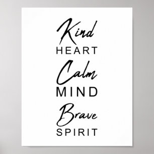 Poster Coeur calme esprit brave esprit   Inspirationnel