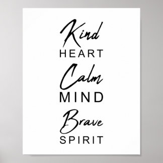 Poster Coeur calme esprit brave esprit | Inspirationnel