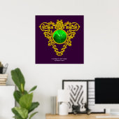 Poster CŒUR CELTIQUE DE LA SAINT PATRICK,TRÈFLE,pourpre (Bureau à domicile)