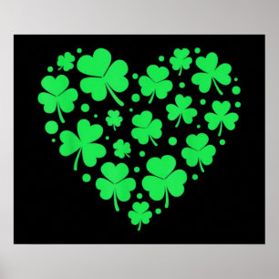 Poster Cœur Chanceux Trèfle Irlandais