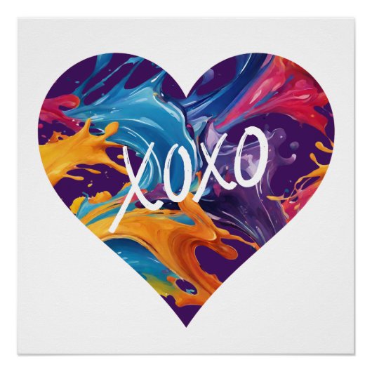 Poster Coeur coloré XOXO- (Devant)
