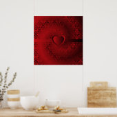 Poster Coeur damassé rouge (Cuisine)