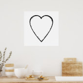 Poster Coeur d'amour avec bord de gribouillis. (Cuisine)