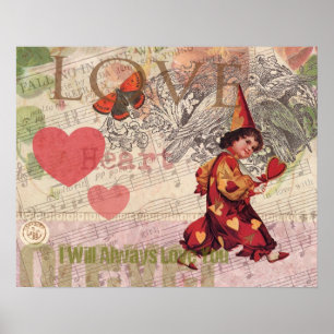 Poster Cœur d'amour Chérubin de la Saint-Valentin