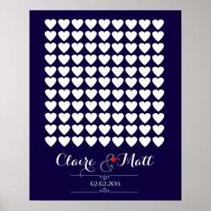 Poster coeur d'amour mariage signature livre d'invité mar